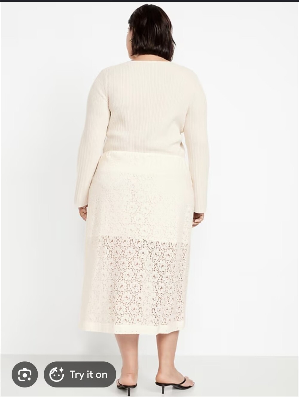 NWT Old Navy Ivory Lace Midi Skirt -size Xl - Picture 2 of 10